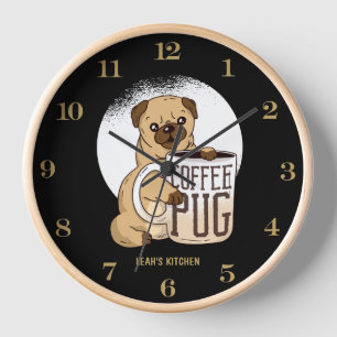 ☕ Coffeecore Clock Coffee Memes Barista PUG DOG