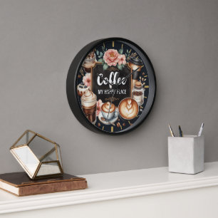 Coffeecore Decor - Coffee Memes Chalkboard Wall  Clock