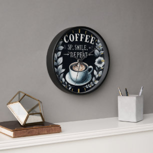Coffeecore Decor - Coffee Memes Chalkboard Wall  Clock