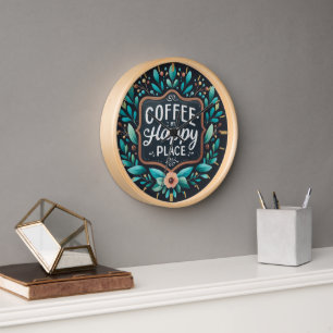 Coffeecore Decor - Coffee Memes Chalkboard Wall  Clock