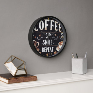 Coffeecore Decor - Coffee Memes Chalkboard Wall  Clock