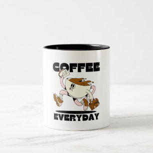 Coffeee everyday Brown Retro Illustrative  Two-Tone Coffee Mug