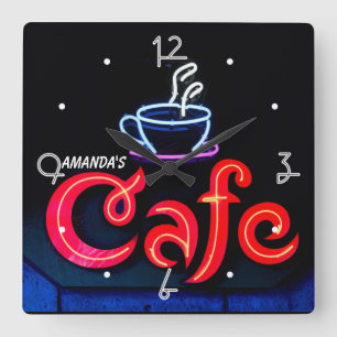 Coffeehouse Neon Light Home Personalised Bar Clock
