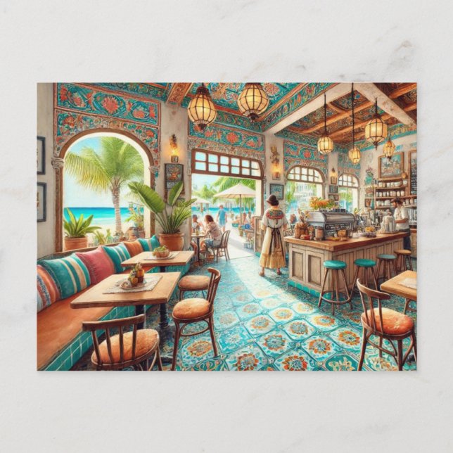 Coffeeshop in Cancun Mexico Postcard (Front)