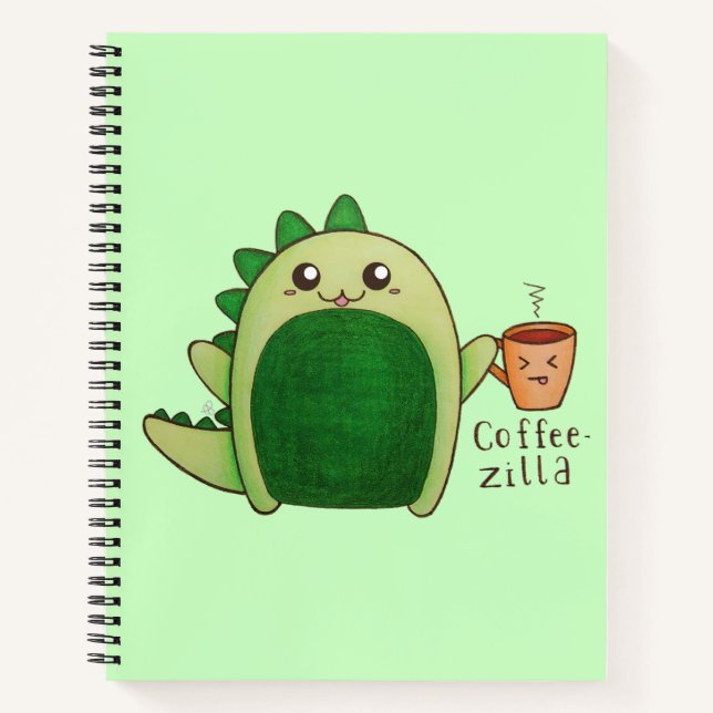 Coffeezilla! I need coffee! Customisable dinosaur Notebook (Front)