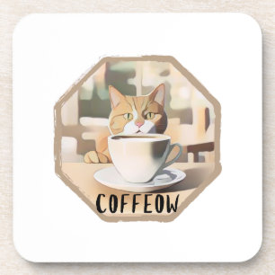 Coffeow Busy Cute Cat Coaster