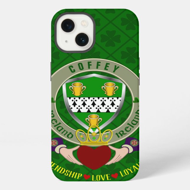 Coffey Irish Shield & Claddagh Personalized       iPhone Case (Back)