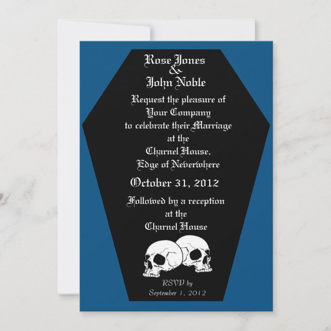 Coffin Ebony (Blue) Wedding Invitation (Front)