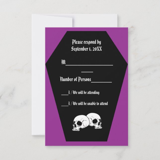 Coffin Ebony (Purple) RSVP Card (Front)