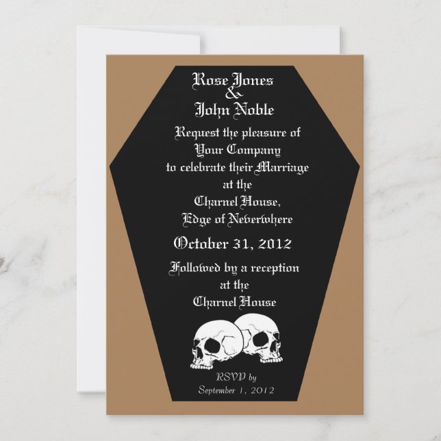 Coffin Ebony (Tan) Wedding Invitation (Front)