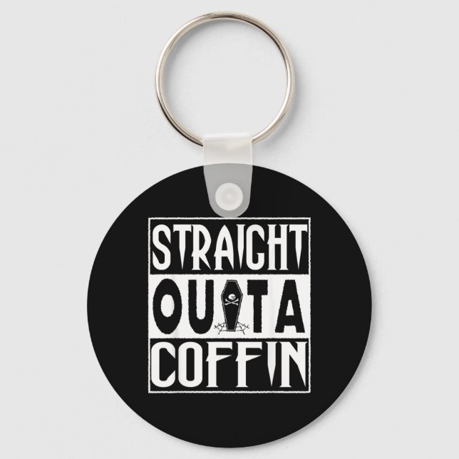 Coffin Funny Vampire Halloween Puns Key Ring (Front)