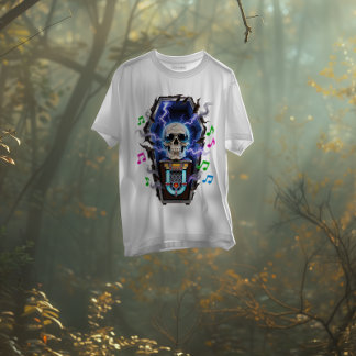 Coffin Jukebox Skull – Electric Afterlife Tee