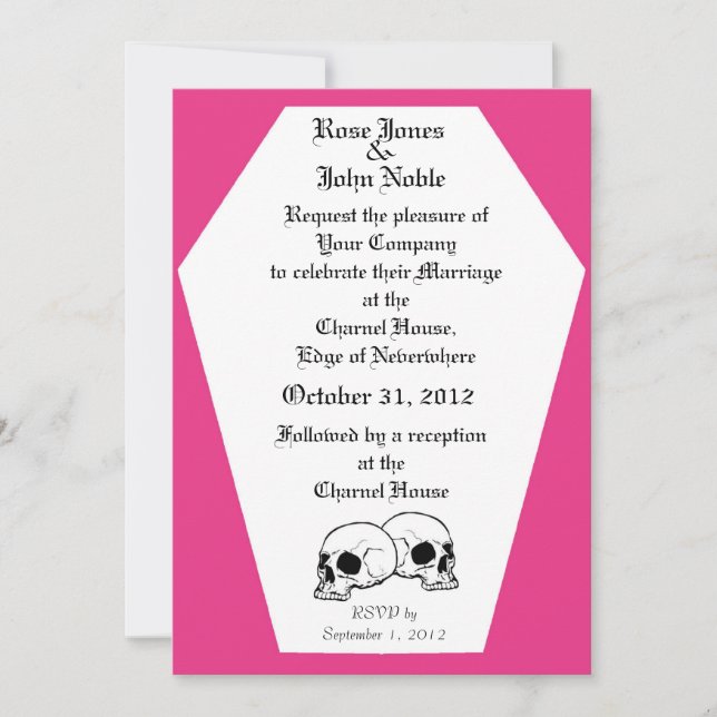 Coffin (Magenta) Wedding Invitation (Front)