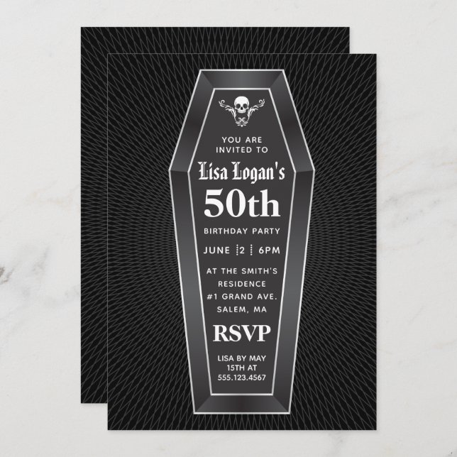 Coffin Over The Hill Party Invitation (Front/Back)