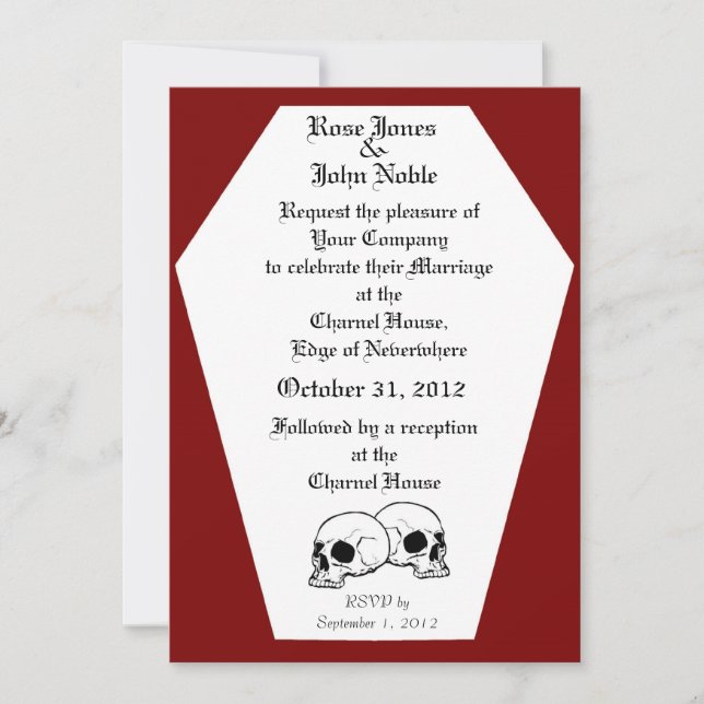 Coffin (Red) Wedding Invitation (Front)