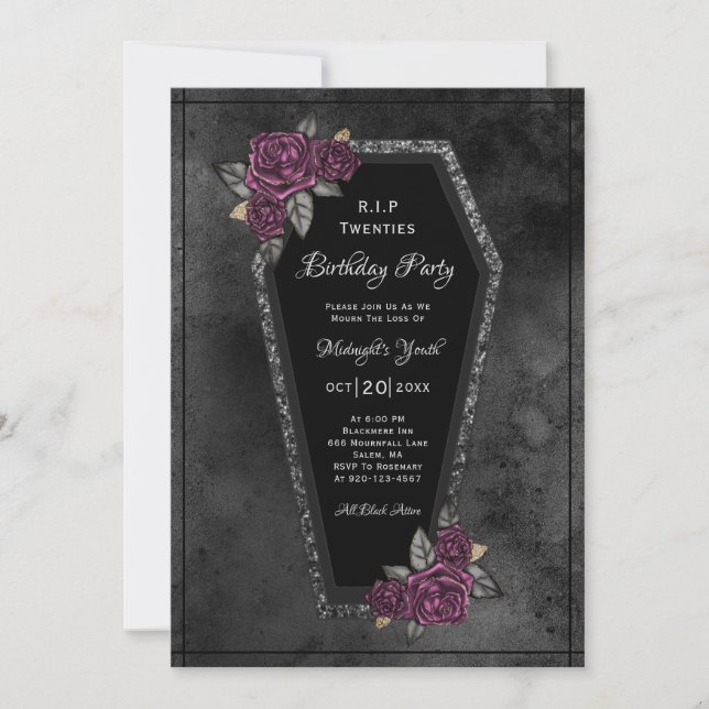 Coffin RIP Twenties Death Birthday Party Invitation (Front)