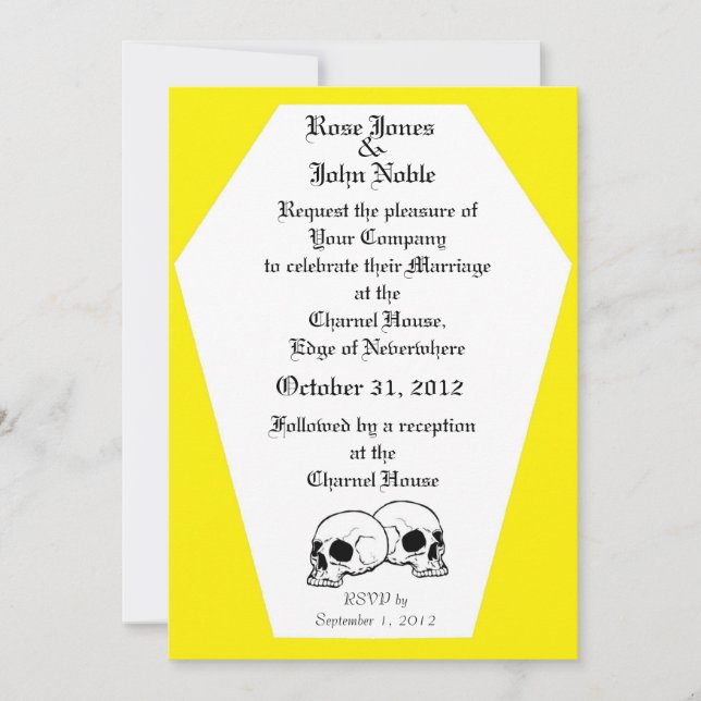 Coffin (Yellow) Wedding Invitation (Front)