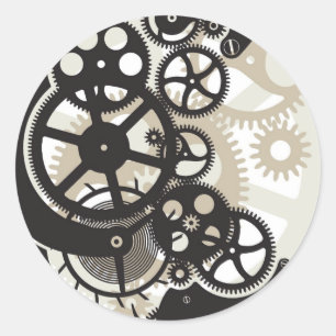 Cog wheels work classic round sticker