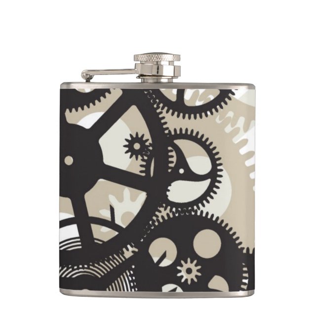 Cog wheels work hip flask (Front)