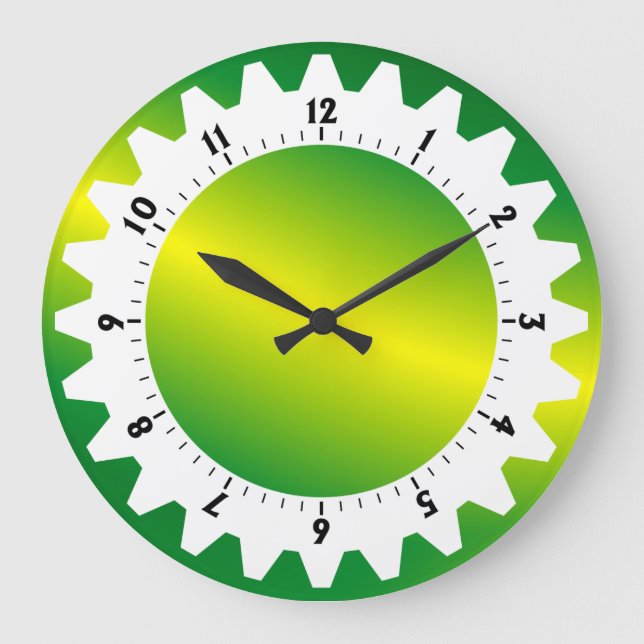 Cogged 01 - Green Wave Large Clock (Front)