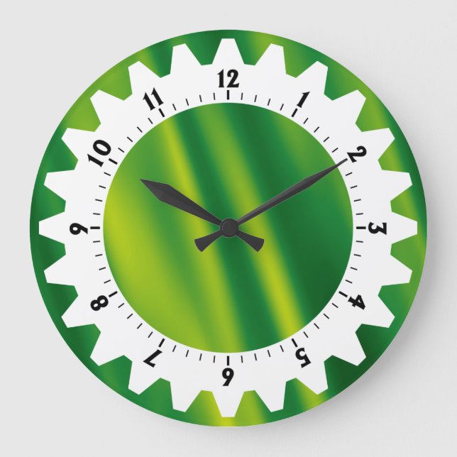 Cogged 01 - Green Waves Large Clock (Front)
