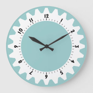 Cogged 01 - Light Blue Green Large Clock