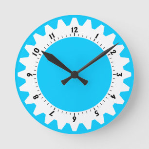 Cogged 01 - Sky Blue Round Clock