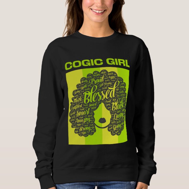 COGIC Girl Christian Woman Afro Sweatshirt (Front)