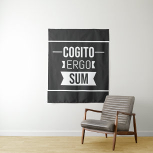 Cogito ergo sum - Latin phrase -black  Tapestry