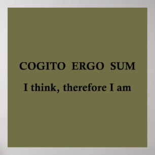 cogito ergo sum, latin phrase poster