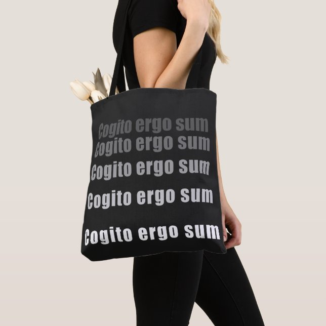 Cogito, ergo sum Latin Quote Tote Bag (Close Up)