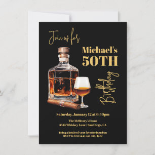 Cognac and Cigar Birthday Invitation