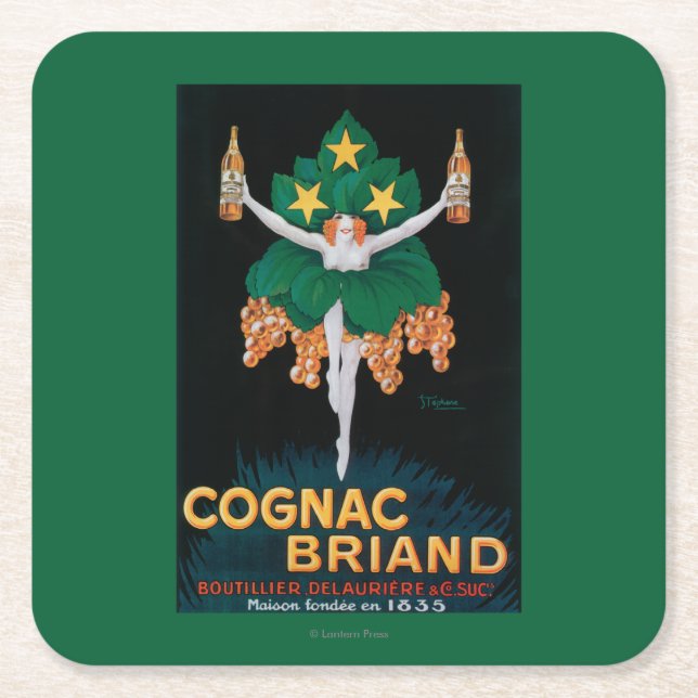 Cognac Briand Promotional Poster Square Paper Coaster (Front)