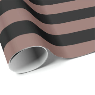 Cognac Brown/Black Stripe Wrapping Paper