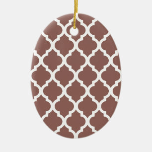 Cognac Brown Moroccan Tile Trellis Ceramic Ornament