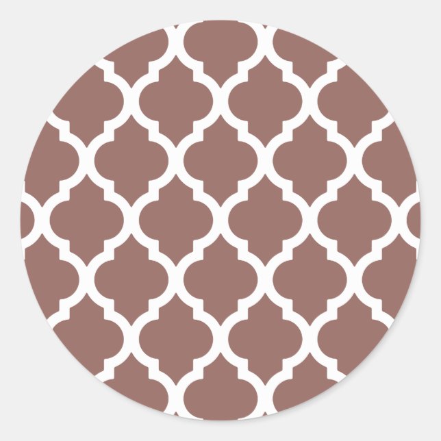 Cognac Brown Moroccan Tile Trellis Classic Round Sticker (Front)