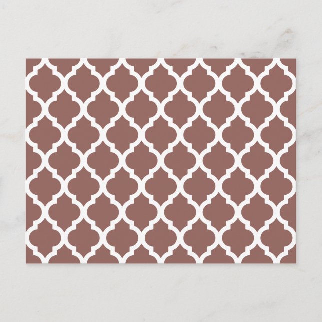 Cognac Leather Brown Moroccan Tile Trellis Postcard (Front)