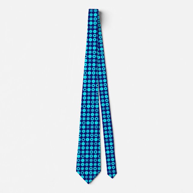 Cogs - Cyan on Deep Navy Tie (Front)