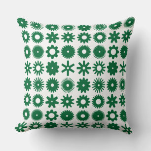 Cogs - Forest Green on White Cushion