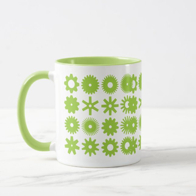 Cogs - Lime Green on White Mug (Left)