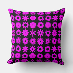 Cogs - Magenta on Black Cushion