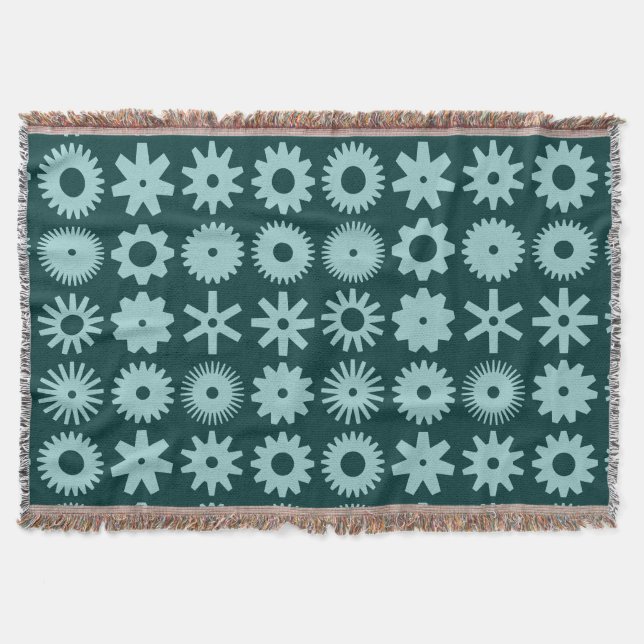 Cogs - Shades of Green Throw Blanket (Front)