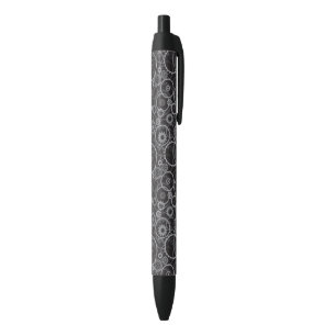 Cogwheels pattern black ink pen