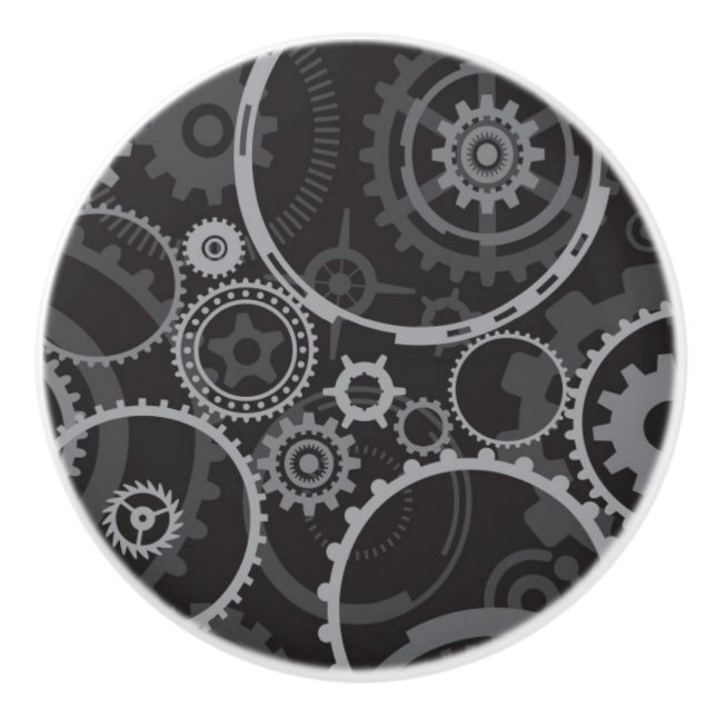 Cogwheels pattern ceramic knob (Front)