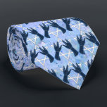 Cohanim Hands - Magen David - Blue Rock Tie<br><div class="desc">The beautiful original design on this silky soft neck tie features a repeating pattern of subtly shaded navy blue "Cohanim Hands" (symbol for the Priestly Blessing of G-d shining his light upon us) held in front of a simple white Star of David. The background & back side is an impressionist...</div>