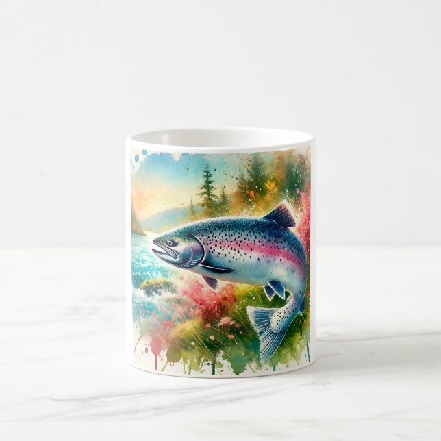 Coho salmon 180724AREF119 - Watercolor Coffee Mug (Center)