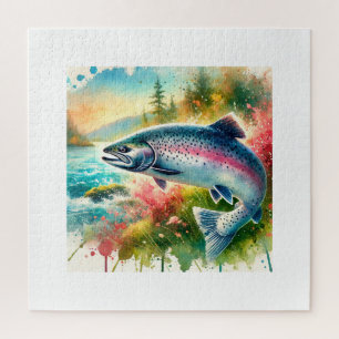 Coho salmon 180724AREF119 - Watercolor Jigsaw Puzzle