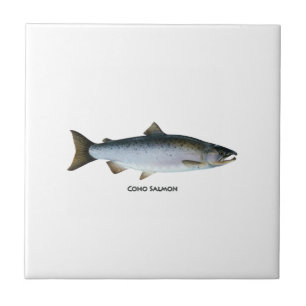 Coho Salmon Logo (titled) Tile