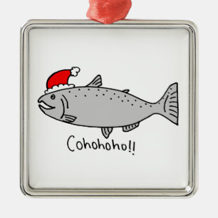 Cohohoho Christmas Salmon Metal Tree Decoration