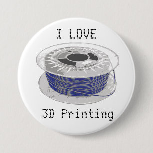 Coil of blue plastic for 3D printing with text 7.5 Cm Round Badge
